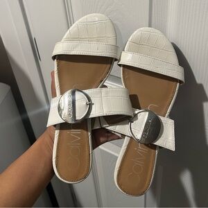 Calvin Klein Croc-Embossed White Sandals